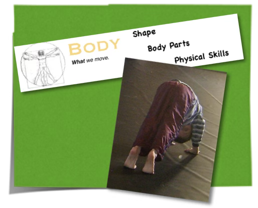 Body dance element collage with a child making a shape